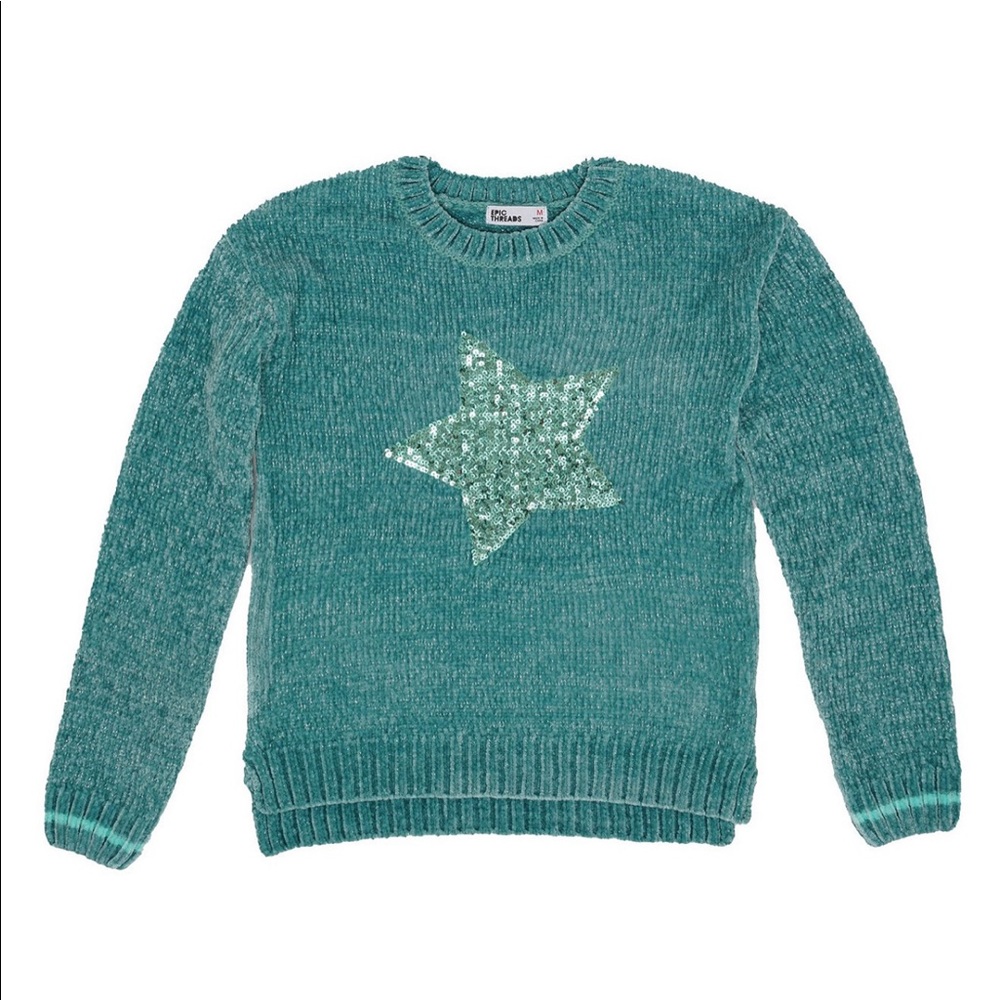 Big girls sequin graphic sweater top
